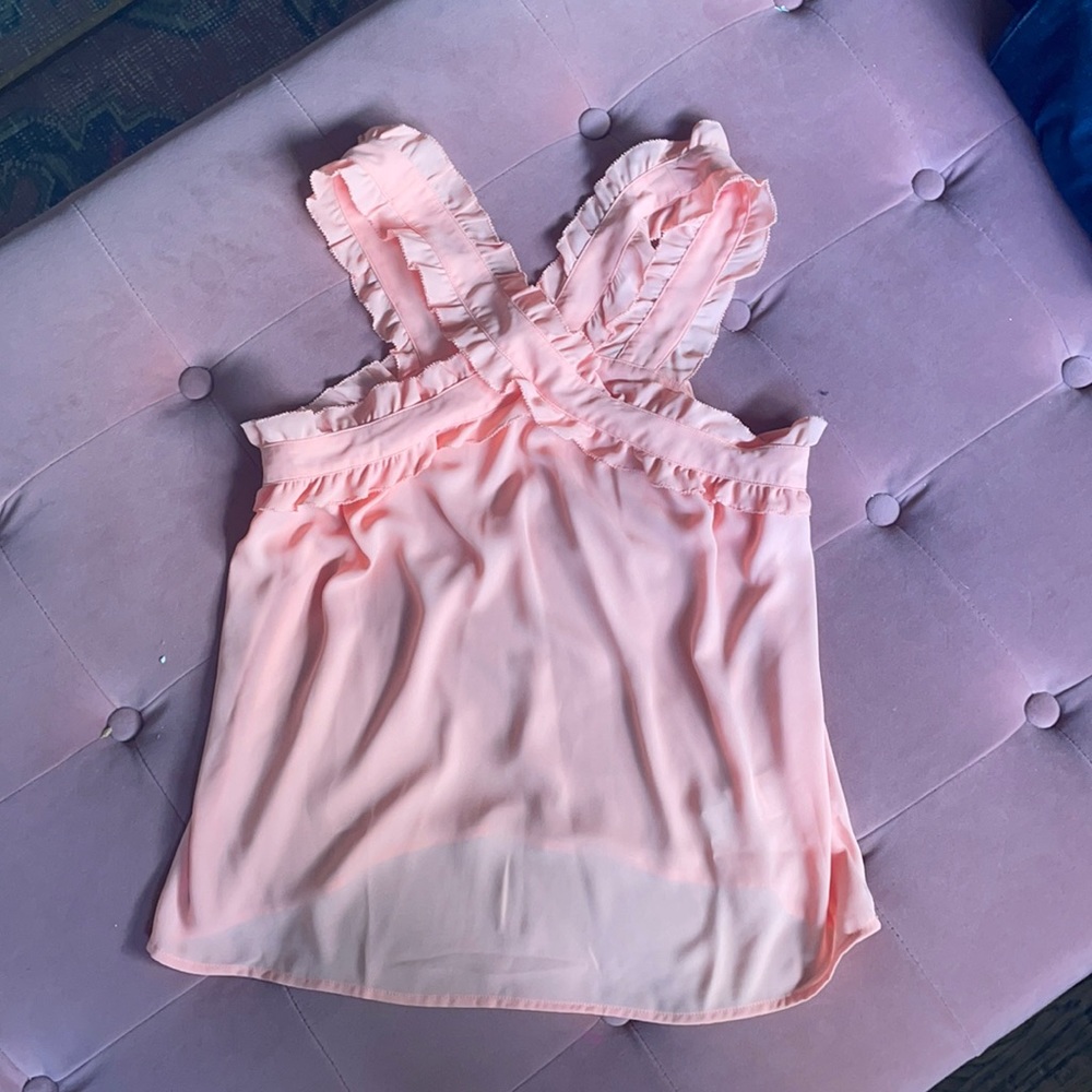 J  Crew- size 4. Peach chiffon sleeveless blouse